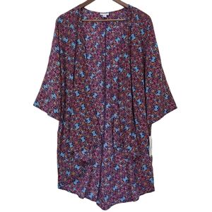 LuLaRoe Lindsay Kimono Womens Sz Large Open Front Draped Cardigan Cover Up